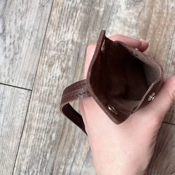 Latico Leather Card Holder Wristlet Charm Brown Snap Minimal Wallet $55 Wristlet - Picture 5 of 8